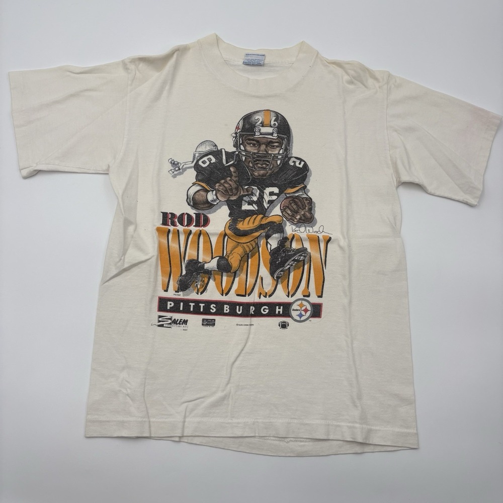 Salem Sportswear Rod Woodson Pittsburgh Steelers Vintage 1990 T-Shirt M White